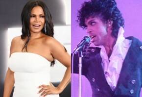 Collage of Oprah Winfrey in a white strapless dress on the left and Elvis Presley singing into a microphone on a purple-lit stage on the right.