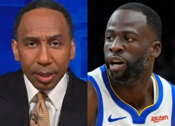 Split image: a man in a dark suit and beige tie on the left, and a basketball player in a white-and-blue jersey on the right.