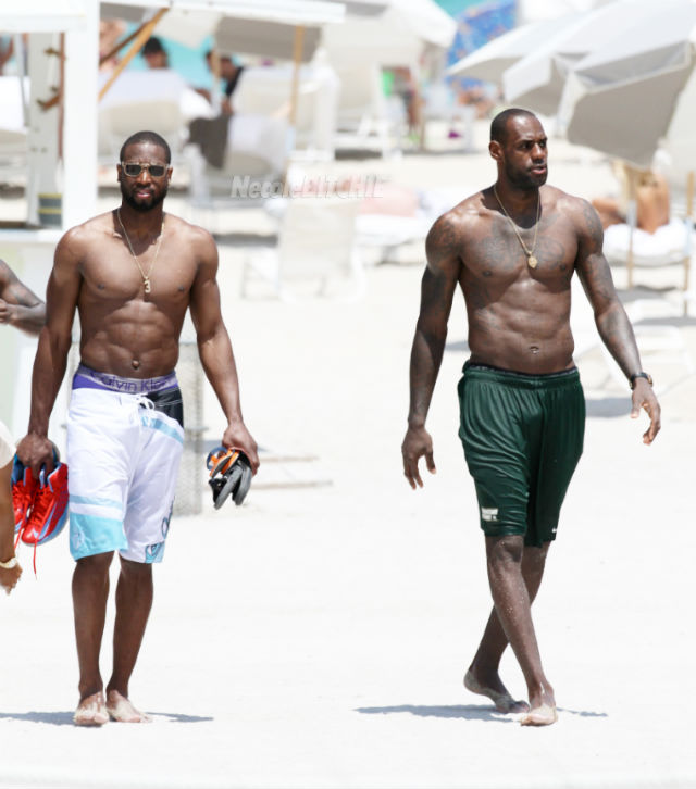LeBron and D Wade Stroll South Beach Together Shirtless (Photos ...