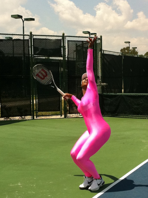 Serena Williams Tennis Upskirt - Serena Williams Back on the Court in Hot Pink Spandex Catsuit |  BlackSportsOnline