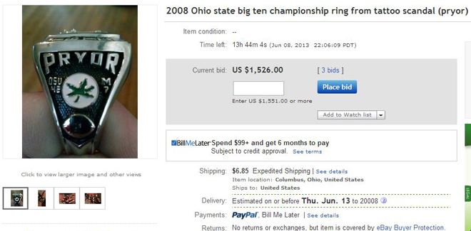 Terrelle Pryor Ring Ebay