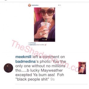 Meek mill comments on bad medina pic