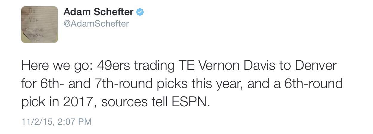 Vernon Davis Denver trade 