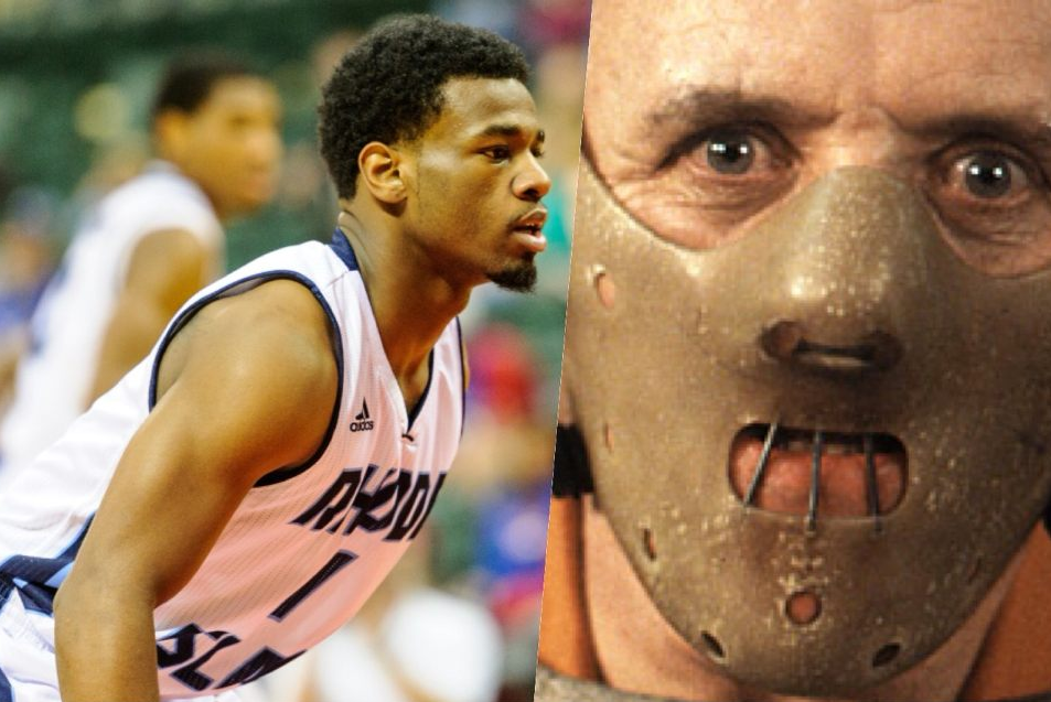 Rhode Island G Jarvis Garrett Wears Wicked Mask to Protect Jaw