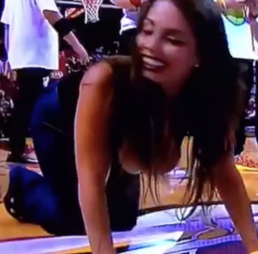 Video: HEAT Fan Boobs Fall Out of Her Top During Game