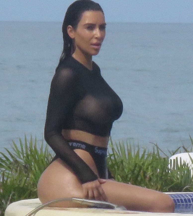 Kim Kardashian See Through Naked Boob Swimsuits 10. 