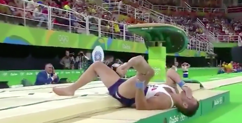 French Gymnast Horrific Leg Injury After Awkward Landing Vids Pics