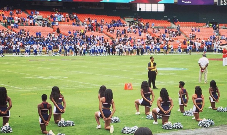 Howards Cheerleaders Kneel During National Anthem Photos Blacksportsonline 