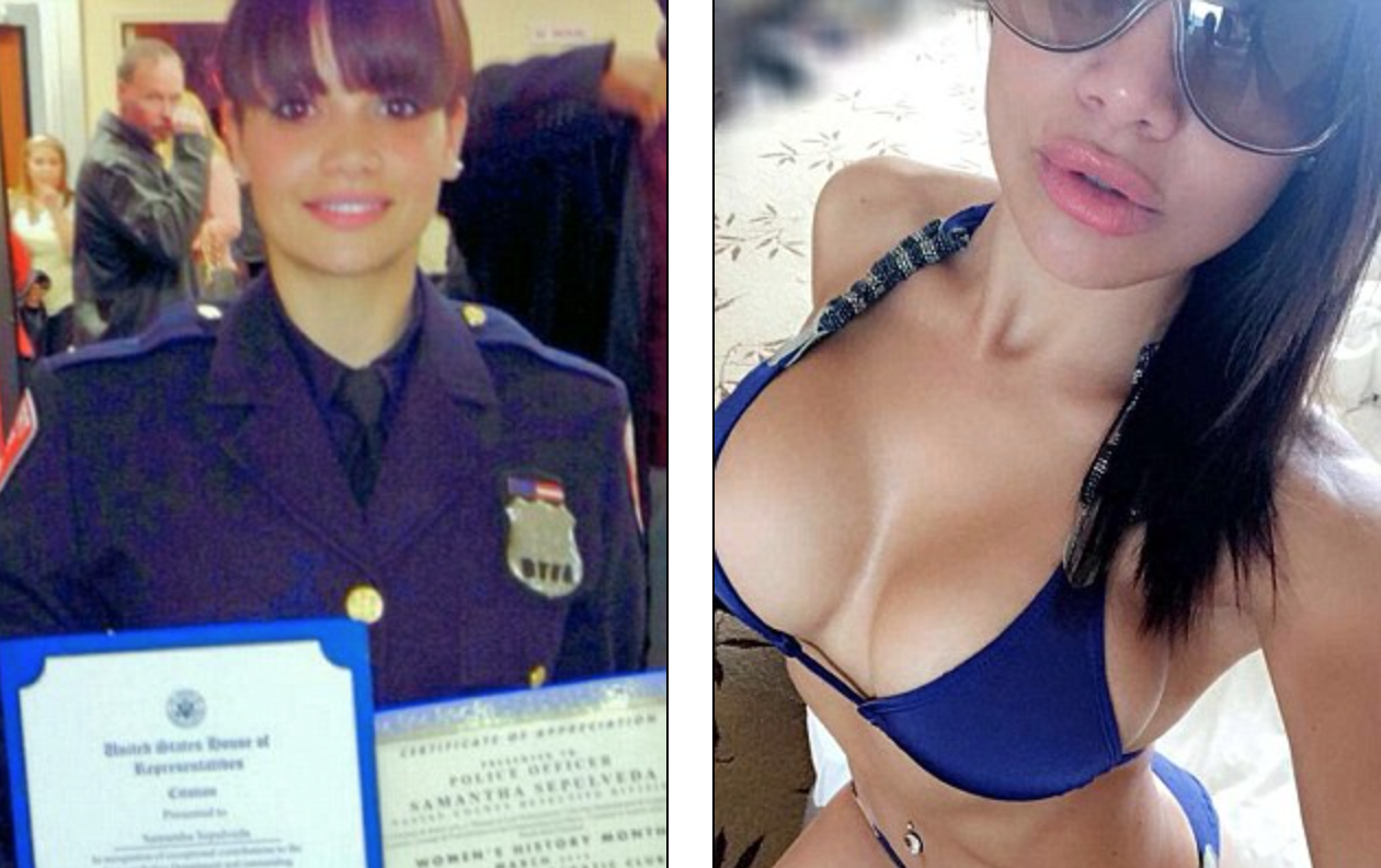 Samantha Sepulveda, a Freeport, Long Island police officer, apprehends the ...