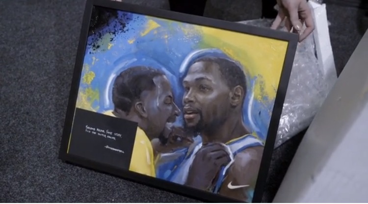 Kevin Durant Draymond Green Viral Pep Talk Meme Immortalized In A Painting Video