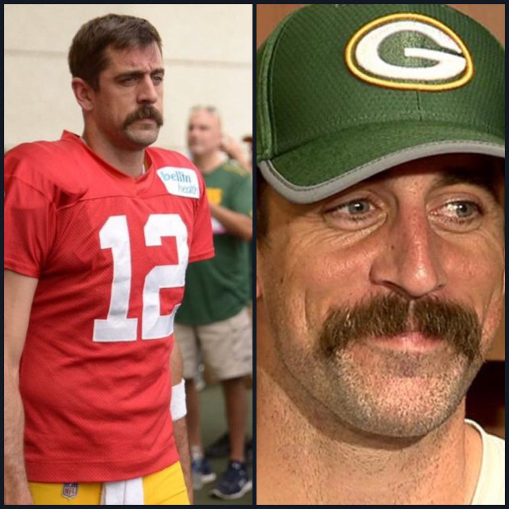 Aaron Rodgers Shows Up To Practice With Wild Mustache And Twitter Reacts