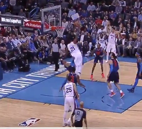 Video Joel Embiid Dunks In Russell Westbrook And Stares Him Down