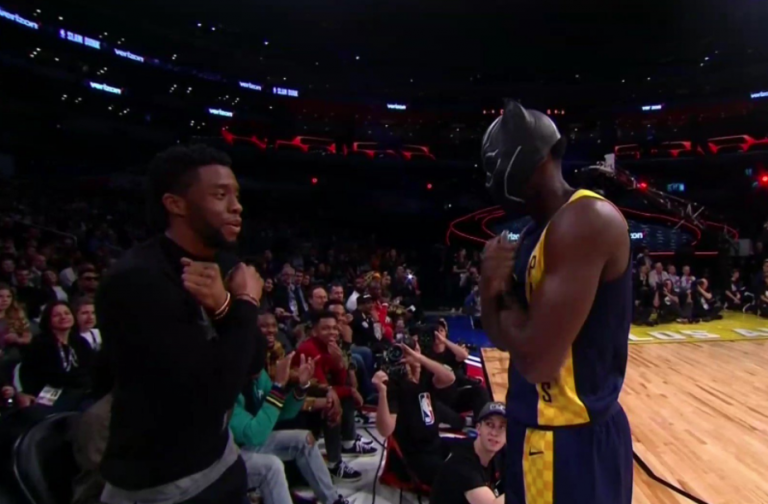Video: Victor Oladipo Wears Black Panther Mask and Misses Dunk Contest