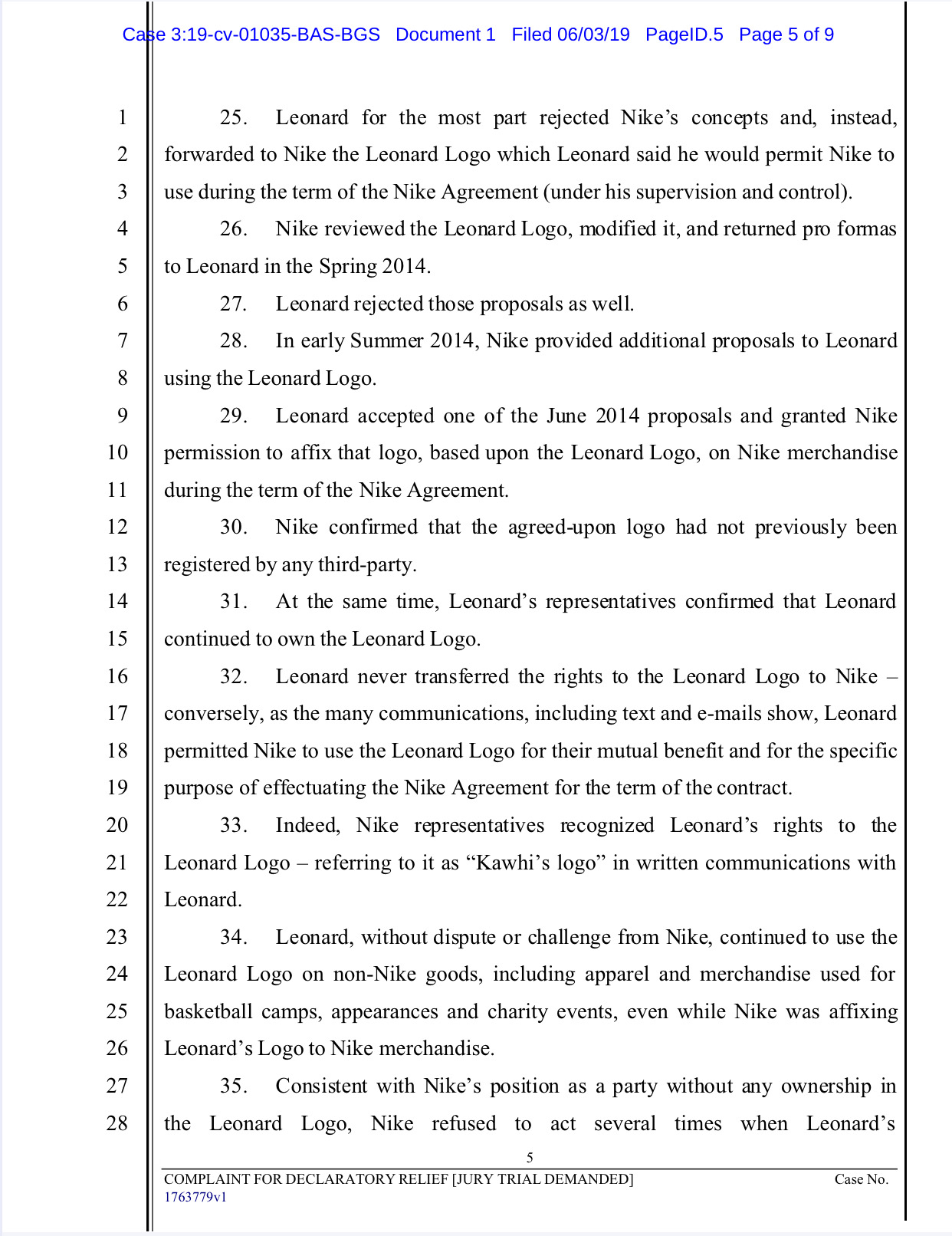 kawhi leonard suing nike