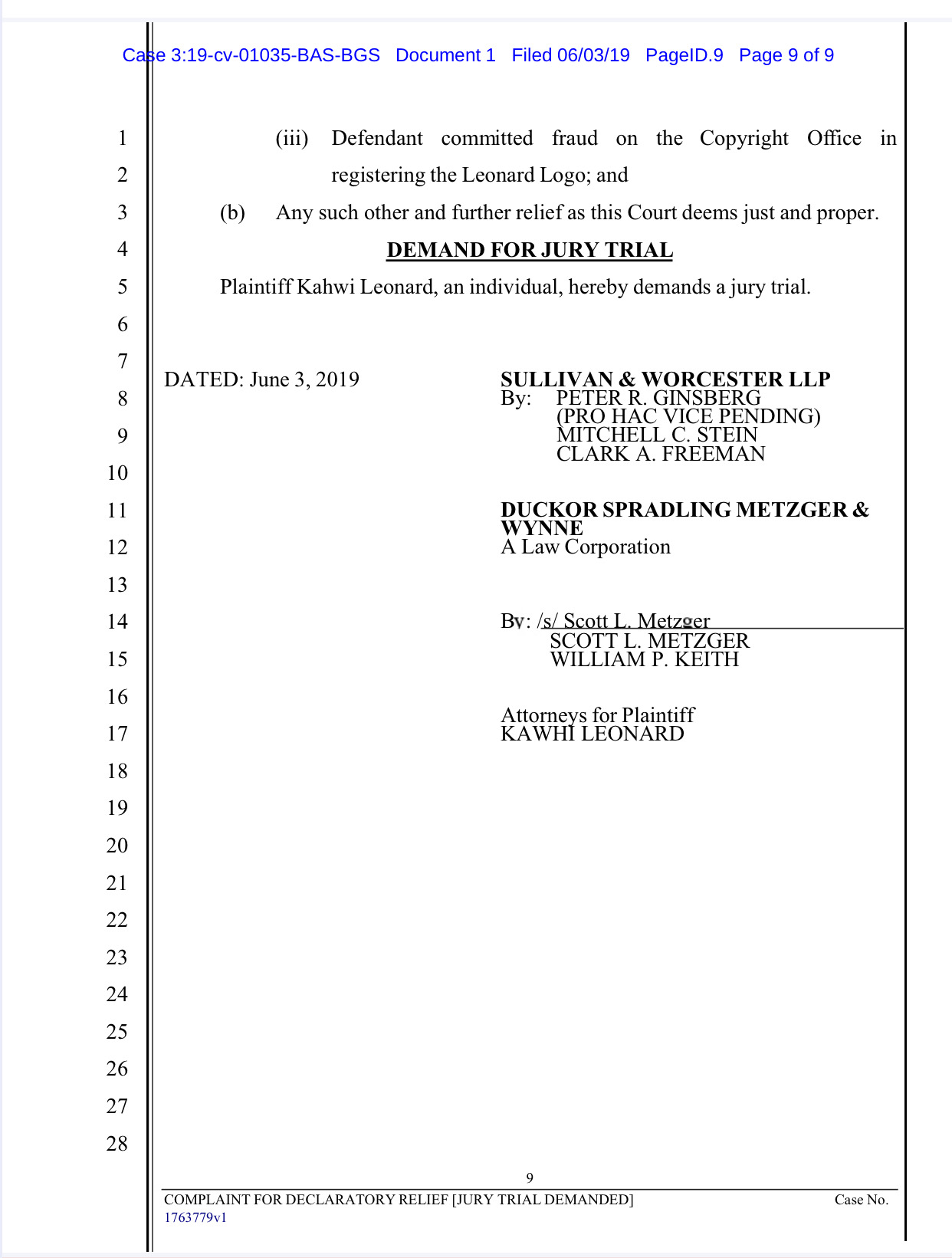 kawhi leonard suing nike
