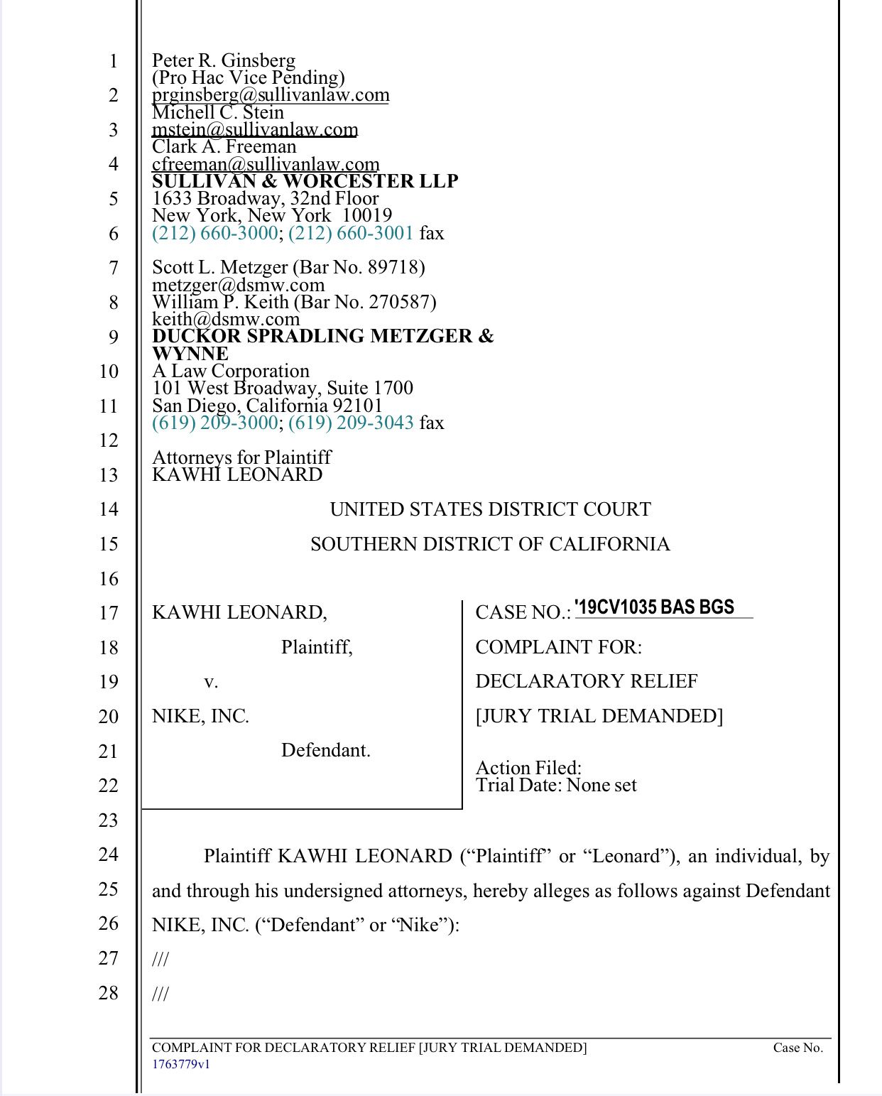kawhi leonard suing nike