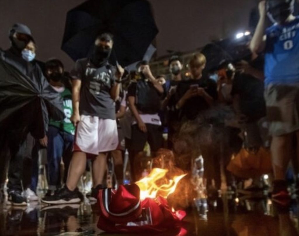 Hong Kong Protestors burn Lebron James Jerseys For His 