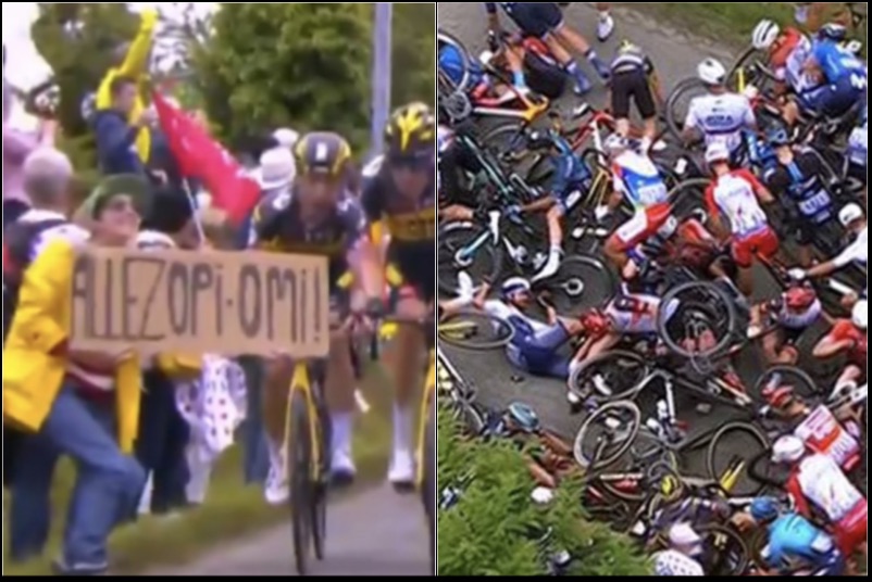Watch Fan's Massive Sign Cause Huge Crash at Tour De France ...