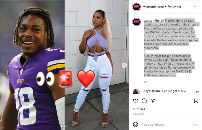 Justin Jefferson's Girlfriend In 2022 - Is He Dating Fitness Trainer Hails?