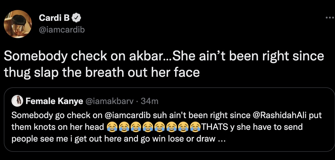 Cardi B And Akbar V Fight On Social Media; Cardi Posts Akbar V Having ...