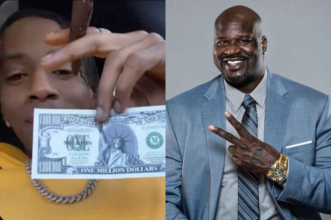 Watch Shaquille O’Neal Trolls Rapper Soulja Boy For Flexing With A Fake $1 Million Bill