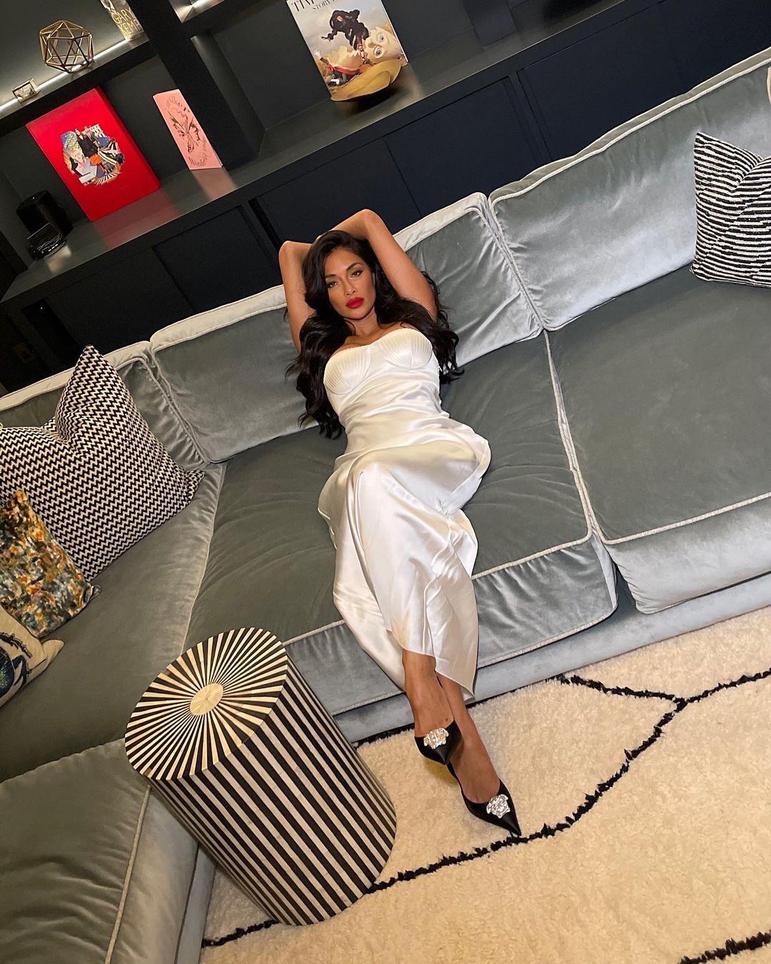 Nicole Scherzinger Rocks Long Satin Dress Showing Off Her Beautiful Nicole Scherzinger Rocks Long Satin Dress Showing Off Her Beautiful