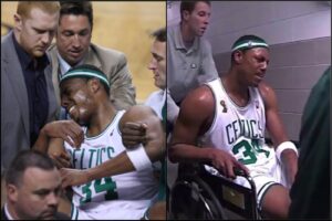 Watch Paul Pierce Get Upset at Kevin Garnett For Not Believing He Sprained His MCL in Wheelchair Game