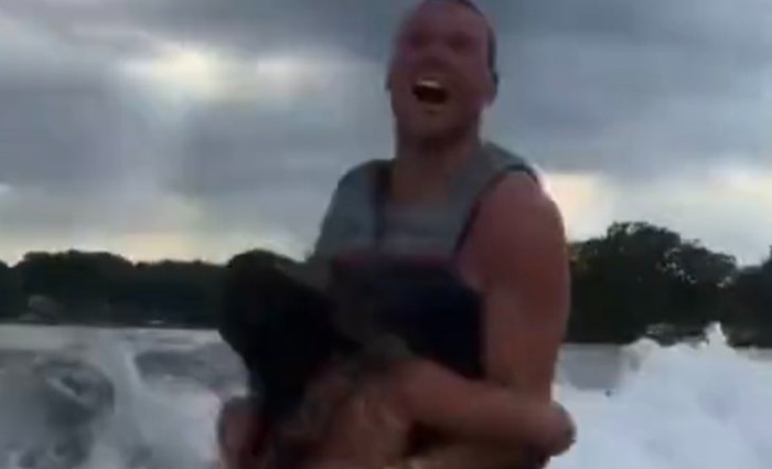 Lions Rookie Jack Campbell’s Gets Speared By His Fiancée Megan Meyer While Jumping Off Boat
