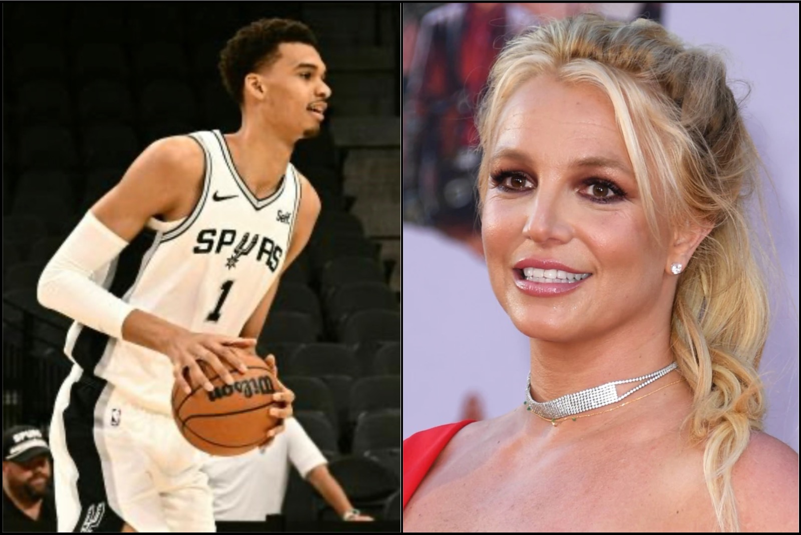 Video of Britney Speaks Smacking Herself in the Face Trying to Get to Victor Wembanyama