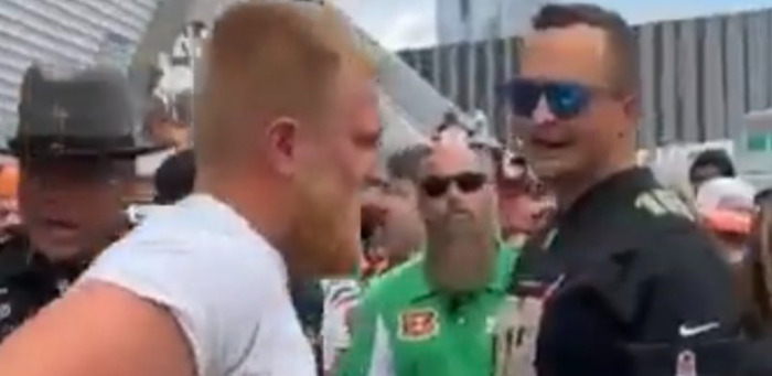Video of Handcuffed Bengals Fan Headbutt Bystander Knocking Him Out