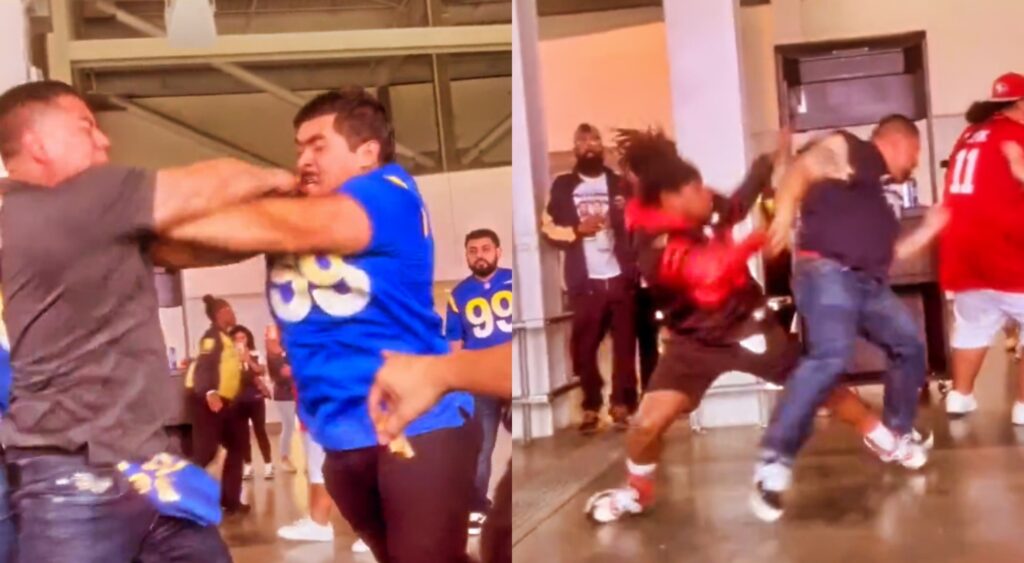 Brawlfest at SoFi Stadium Between Fans of Rams and 49ERS (VIDEO)