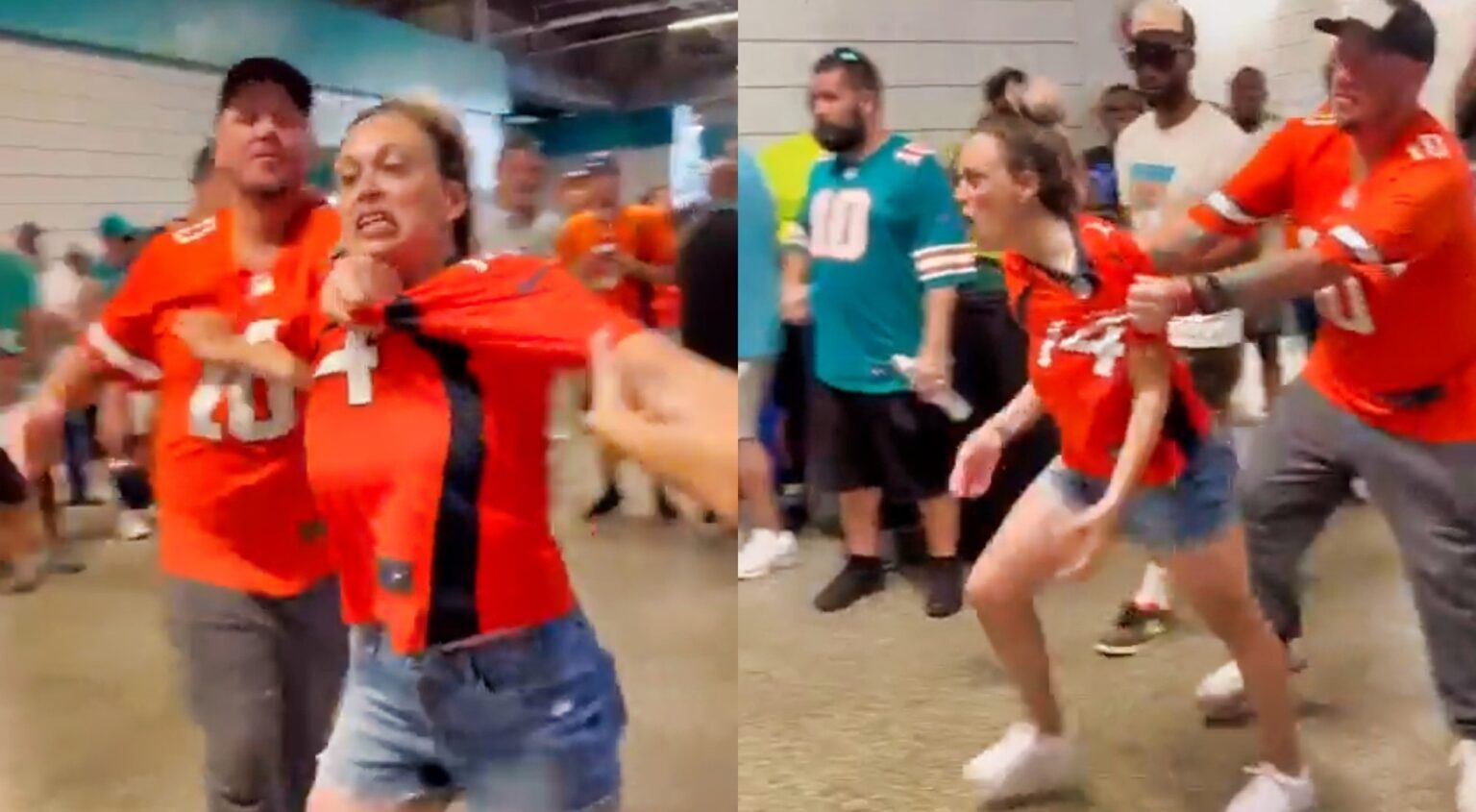 Video: Female Broncos Fan Challenges Everyone in Stadium to Fight
