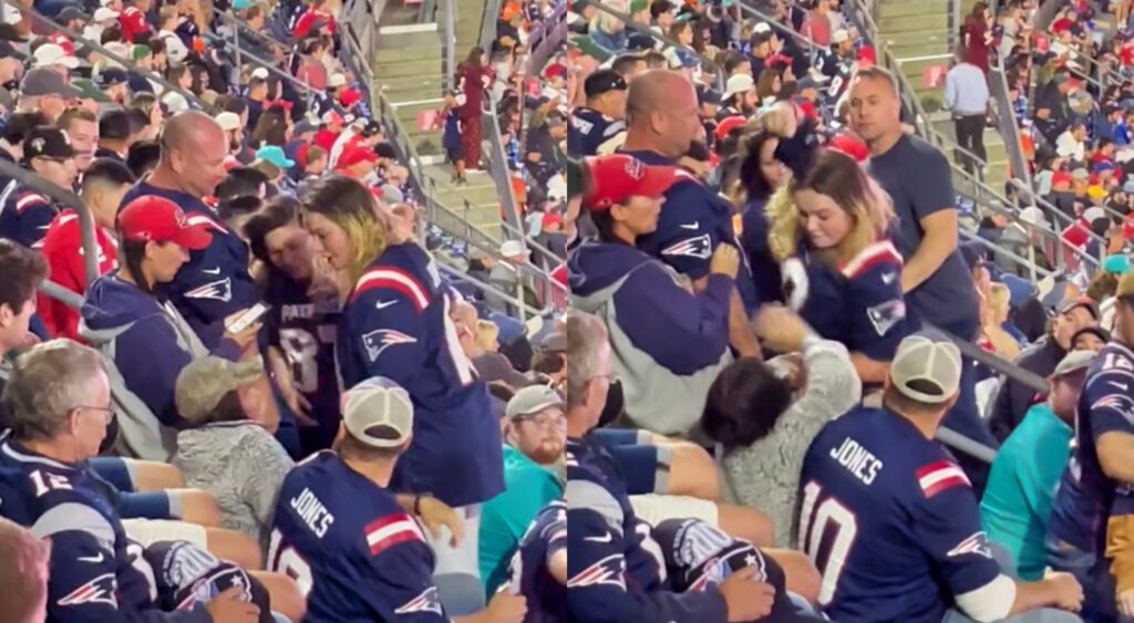 VIDEO : During SNF, Female Patriots Supporters Were Fighting in the Stands and Falling Over Seats