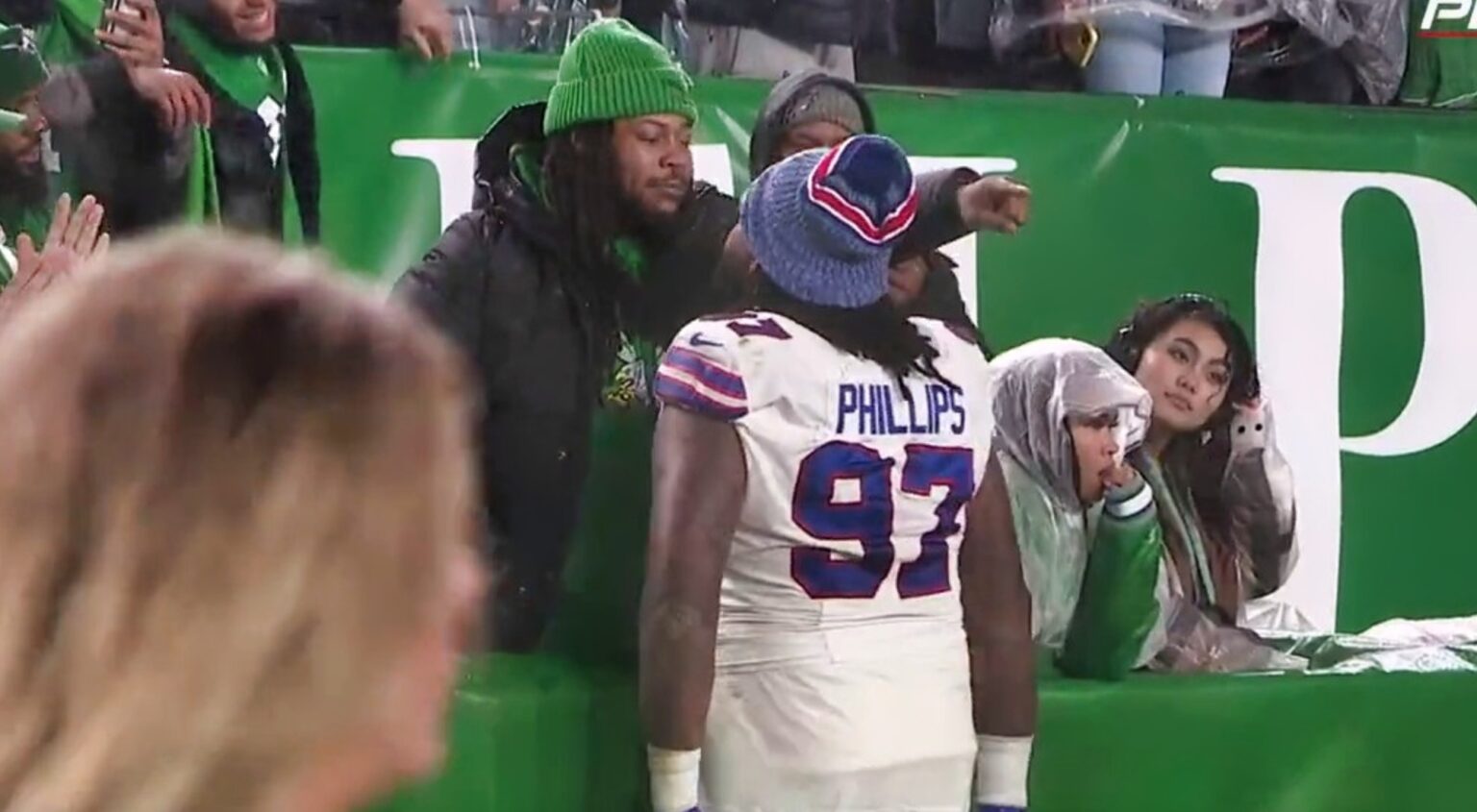A New Video Shows Bills Players Shoving and Confronting an Eagles Fan Who Made Life-Threatening Remarks While Watching From the Stands (VIDEO)