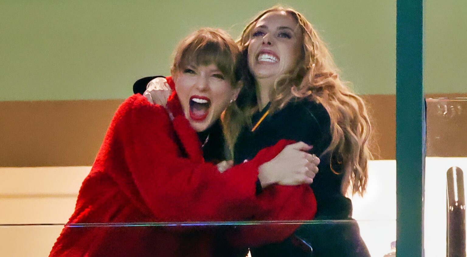Brittany Mahomes and Taylor Swift Were Caught on Camera Kissing in Their Private Suite