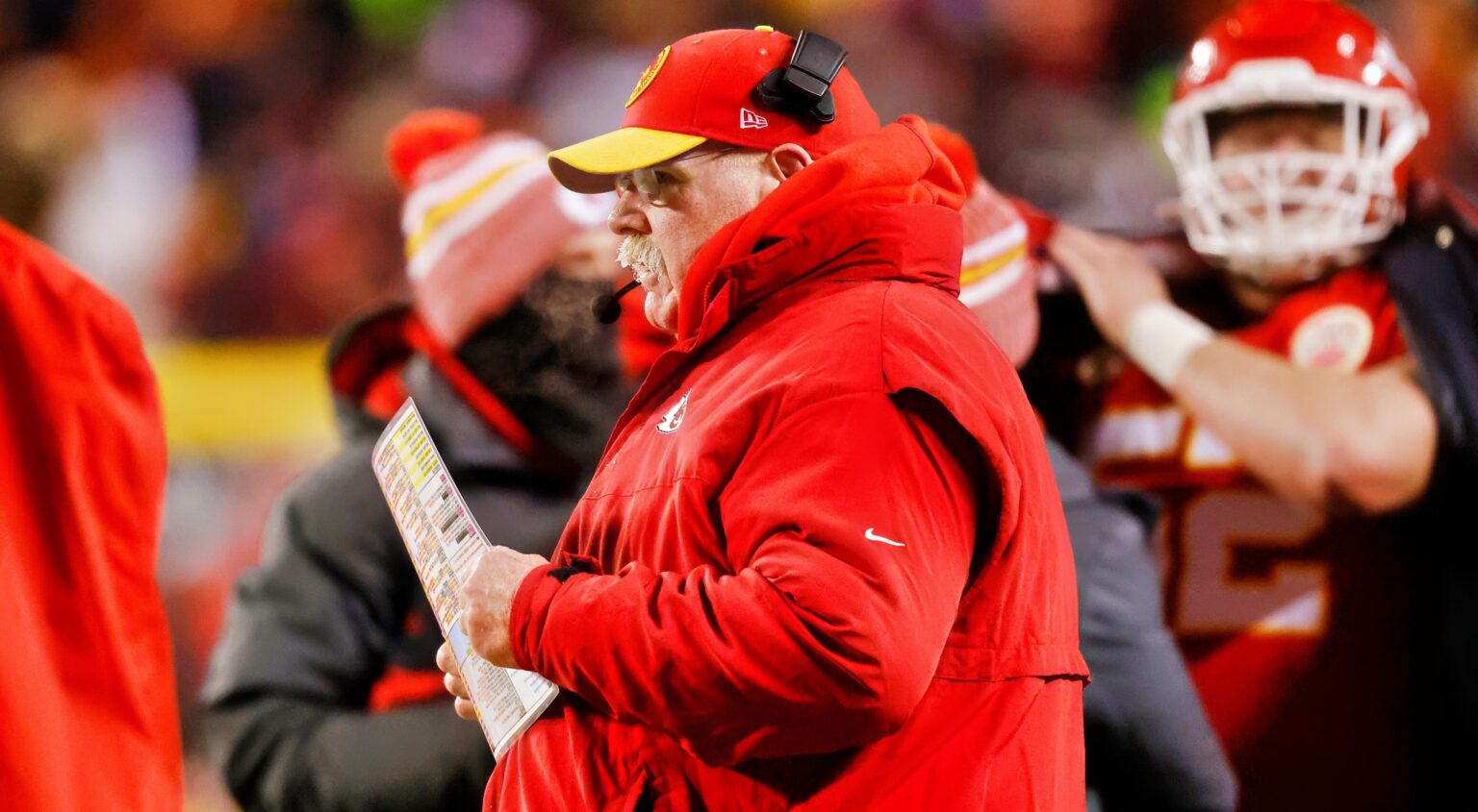 WATCH : It’s So Cold During the Chiefs-Dolphins Playoff Game That Andy Reid’s Mustache Is Completely Frozen, Forming Icicles