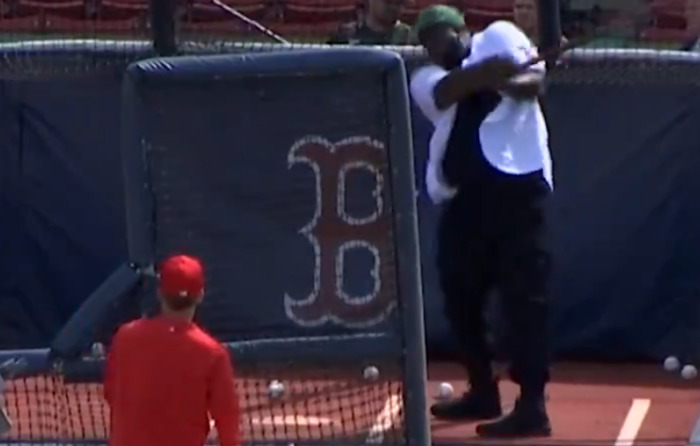 Fans Aren’t Impressed With Kendrick Perkins’ Batting Practice Before The Braves-Red Sox Game