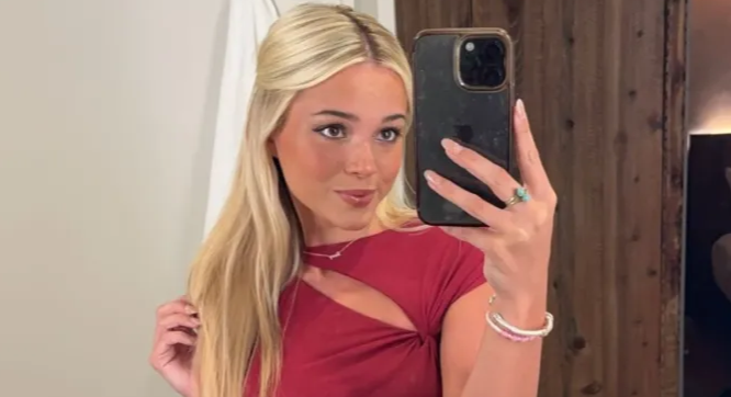 Olivia Dunne Poses Showing Off Her Incredible Figure In Tight Red Dress With Matching $1.2K Gucci Purse