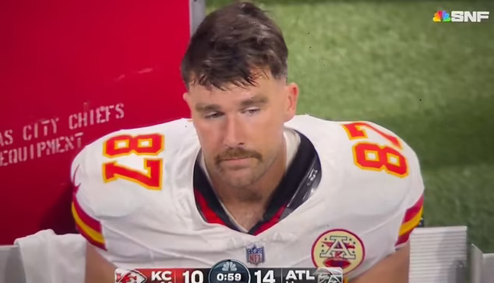 Video Of Travis Kelce Looking Miserable On Chiefs Bench Goes Viral After Taylor Swift Refused To Show Up For The Game