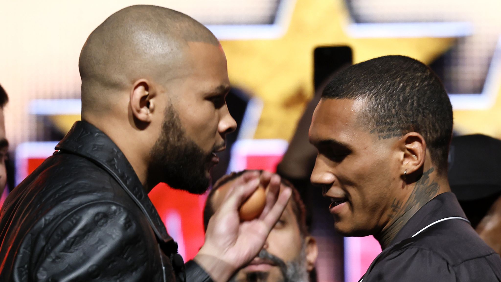 In a Heated Face-Off, Chris Eubank Jr. Slaps Conor Benn With an Egg