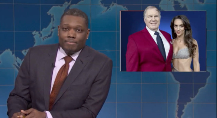 VIDEO: Michael Che Makes Mockery Of Bill Belichick And 24-year-old Jordon Hudson Romance On SNL