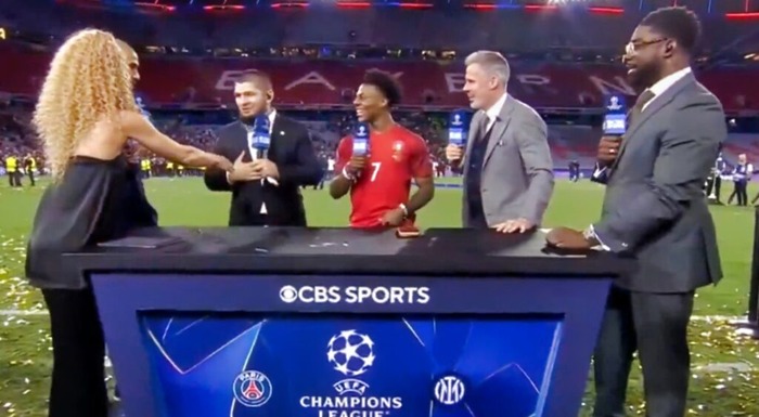 Watch Awkward Moment Khabib Nurmagomedov Snubbed Handshake From CBS’ Kate Abdo After Champions League Final