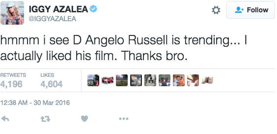 Iggy Azalea D'Angelo Russell Swaggy P Cheating
