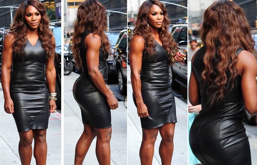 Serena Williams Black Leather Dress