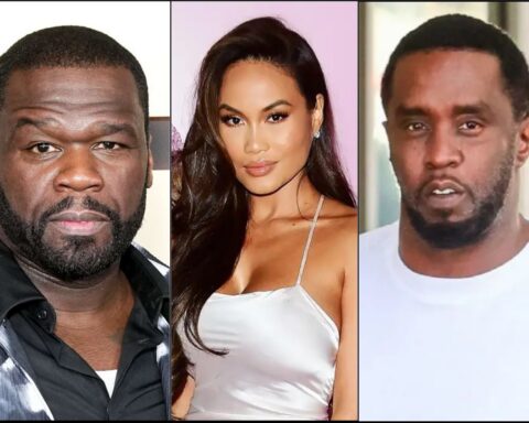 Three-panel collage of facial portraits: left a man with a beard, center a woman with long dark hair in a white satin top, right a man with a short beard.