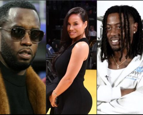 Three-panel collage of people at events: left a man with sunglasses and a brown coat, center a smiling woman in a black dress posing on a yellow carpet, right a man with dreadlocks wearing a white jacket and necklace.