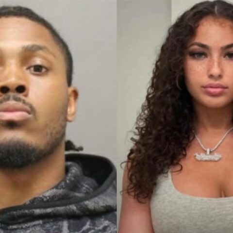 Side-by-side mugshots: a man on the left and a woman on the right, both facing the camera with neutral expressions.