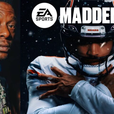 Madden NFL 22 cover art: a man with chains on the left and a football player in a helmet crossing his arms on the right, with EA Sports Madden NFL 22 logo at top.