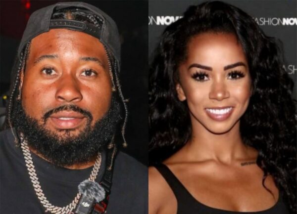 Left: man with a full beard, wearing a backward cap and chunky chain necklace, facing the camera. Right: woman with long curly dark hair, tan skin, wearing a black top and smiling at the camera.