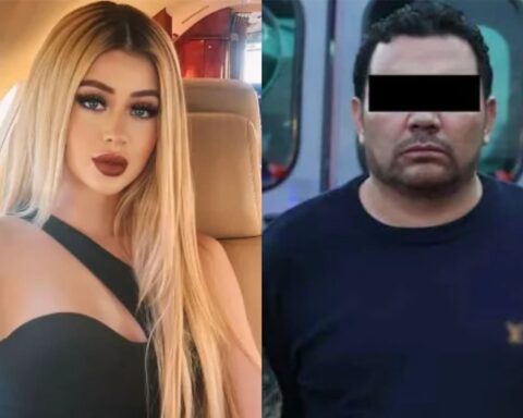 Split image: left shows a blonde woman in a black top inside a car; right shows a man with a black bar over his eyes wearing a dark shirt outdoors next to a vehicle.